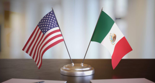Small U.S. and Mexico flags