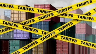 Economic tariffs and government taxation or punative tariff trade policy or duties imposed on imports and exports by a government on imported or exported goods as Protectionism as a 3D illustration