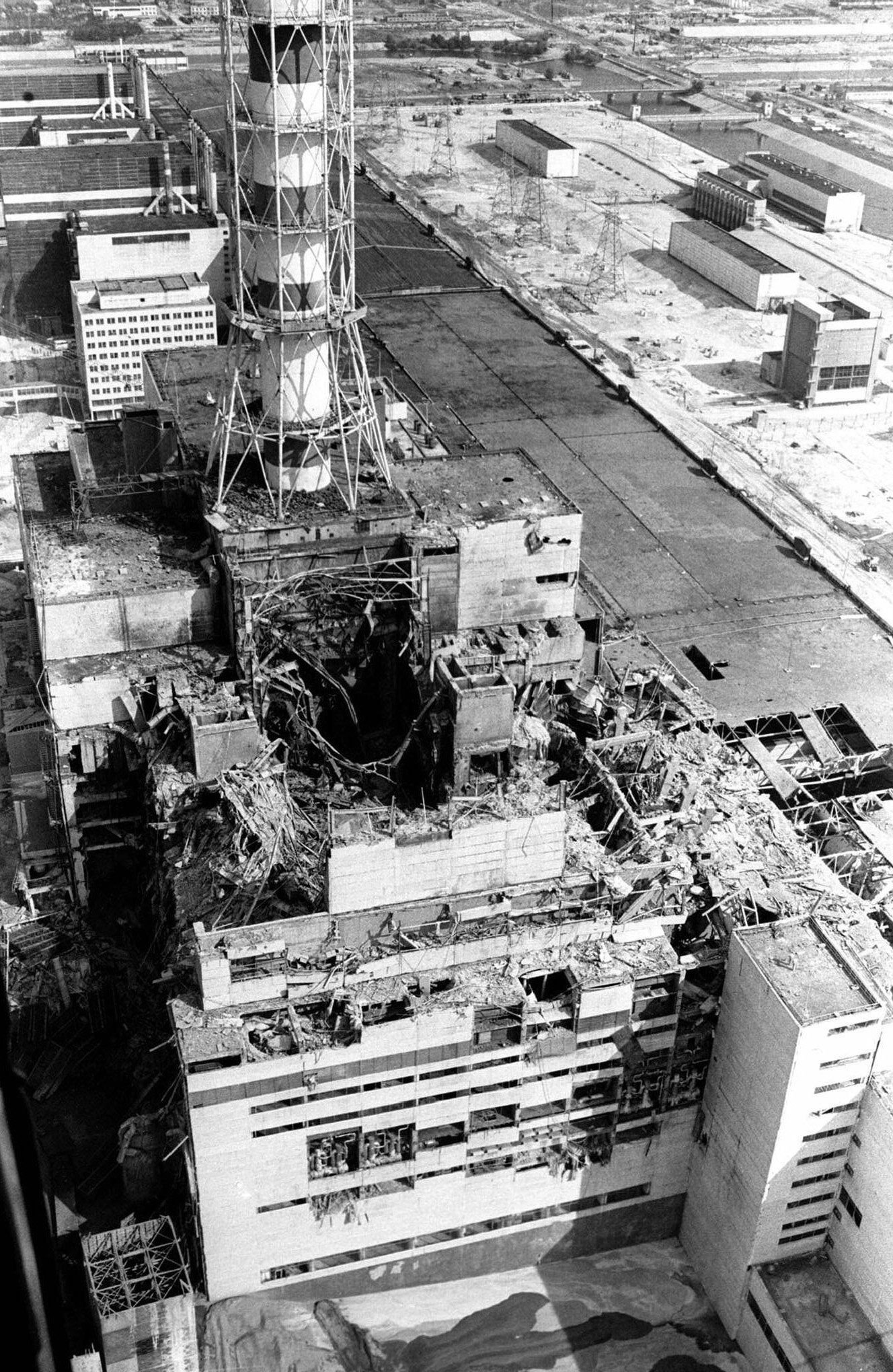 Chernobyl disaster aerial shot