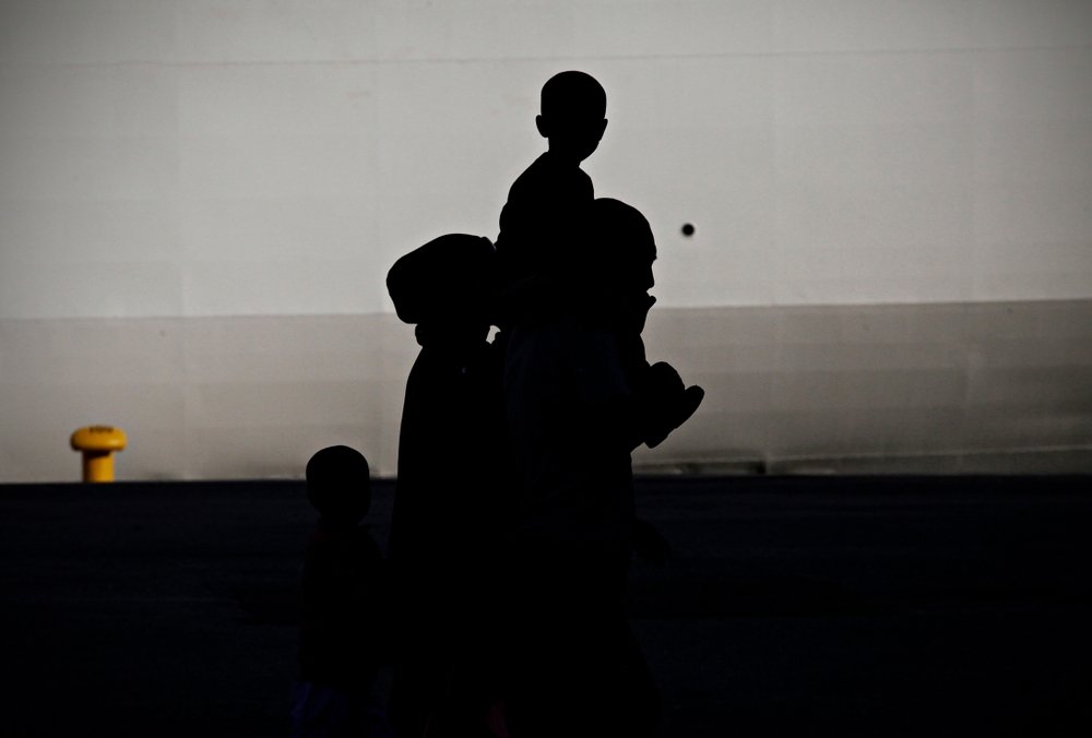 Silhouette of refugees