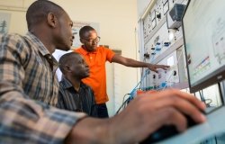 Master’s students working at the African Center of Excellence in Energy and Sustainable Development supported by the World Bank.