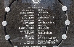 Memorial plaque for the victims of the Ecole Polytechnique Tragedy