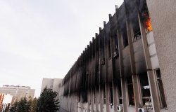 Burning Building in Kharkiv Ukraine