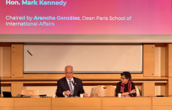 Mark Kennedy gives a speech at Sciences Po