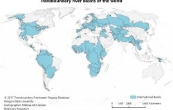 Map detailing the transboundary river basins of the world.