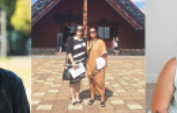 Photo of Camille Harris (left), Waimarie Onekawa (right), and Camille and Waimarie together (middle)